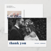 Carte Postale Remerciement de mariage typographie gras rétro ble (Devant / Derrière)