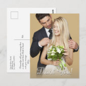 Carte Postale Remerciement de Mariage, Votre Photo & Message Vs  (Devant / Derrière)