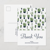 Carte Postale Remerciement de motif de cactus de désert de vert  (Devant / Derrière)
