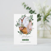 Carte Postale Remerciement de photo de mariage à l'aquarelle de (Debout devant)