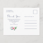 Carte Postale Remerciement de photo de mariage à l'aquarelle flo (Dos)