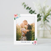 Carte Postale Remerciement de photo de mariage à l'aquarelle flo (Debout devant)