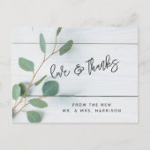 Carte Postale Remerciement de photo de mariage au eucalyptus rus (Devant)