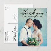 Carte Postale Remerciement de photo de mariage de calligraphie (Devant / Derrière)