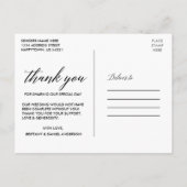 Carte Postale Remerciement de photo de mariage de calligraphie (Dos)