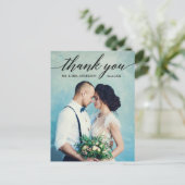 Carte Postale Remerciement de photo de mariage de calligraphie (Debout devant)