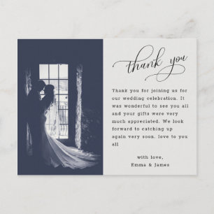 Carte Postale Remerciement de photo de mariage de calligraphie d