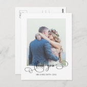 Carte Postale Remerciement de photo de mariage de calligraphie é (Devant / Derrière)