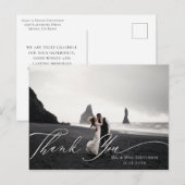 Carte Postale Remerciement de photo de mariage de calligraphie f (Devant / Derrière)