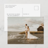 Carte Postale Remerciement de photo de mariage de script de sign (Devant / Derrière)