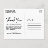 Carte Postale Remerciement de photo de mariage de script manuscr (Dos)