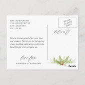 Carte Postale Remerciement de photo de mariage de verdure de boi (Dos)