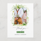 Carte Postale Remerciement de photo de mariage de verdure de boi (Devant)