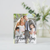 Carte Postale Remerciement de Photo de Mariage Écriture Moderne  (Debout devant)