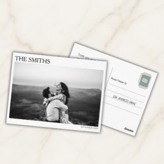 Carte Postale Remerciement de photo de mariage éditorial élégant