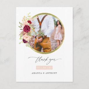 Carte Postale Remerciement de photo de mariage en Bourgogne-Mars