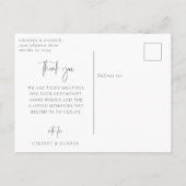 Carte Postale Remerciement de photo de mariage en écriture moder (Dos)