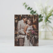 Carte Postale Remerciement de photo de mariage en écriture moder (Debout devant)