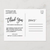 Carte Postale Remerciement de photo de mariage en écriture Moder (Dos)