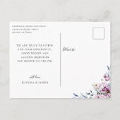 Carte Postale Remerciement de photo de mariage floral en calligr (Dos)