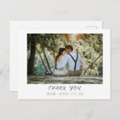 Carte Postale Remerciement de photo de mariage moderne (Devant / Derrière)