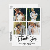 Carte Postale Remerciement de photo de mariage moderne écriture  (Devant / Derrière)