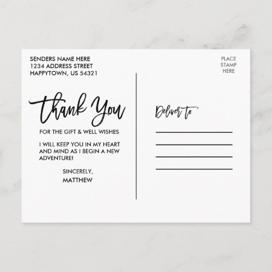 Carte Postale Remerciement de photo de remise de diplôme 4 écrit (Dos)