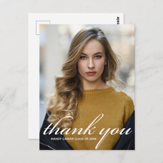 Carte Postale Remerciement de photo de remise des diplômes Chic (Devant / Derrière)