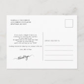 Carte Postale Remerciement de photo de script manuscrit moderne (Dos)