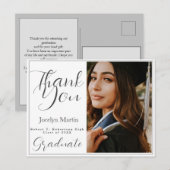 Carte Postale Remerciement de photo de script simple pour diplôm (Devant / Derrière)