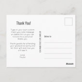 Carte Postale Remerciement de Photo de Style Écriture Blanche Te (Dos)