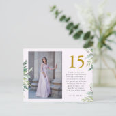 Carte Postale Remerciement de Quinceanera Photo de Verdure Deux (Debout devant)