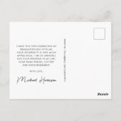 Carte Postale Remerciement de remise de diplôme bleu moderne ave (Dos)