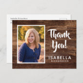 Carte Postale Remerciement de remise de diplôme | Bois rustique (Devant / Derrière)