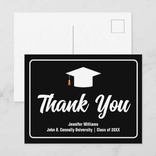 Carte Postale Remerciement de remise de diplôme en typographie n (Devant / Derrière)