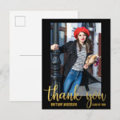 Carte Postale Remerciement de remise de diplôme moderne or (dos (Devant / Derrière)