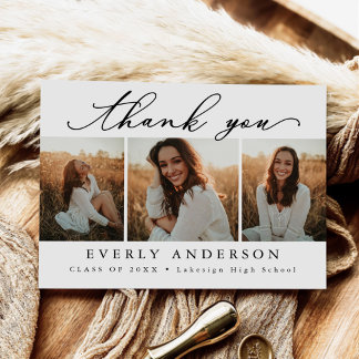 Carte Postale Remerciement de remise de diplôme photo écriture m