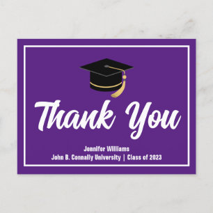 Carte Postale Remerciement de remise de diplôme violet personnal