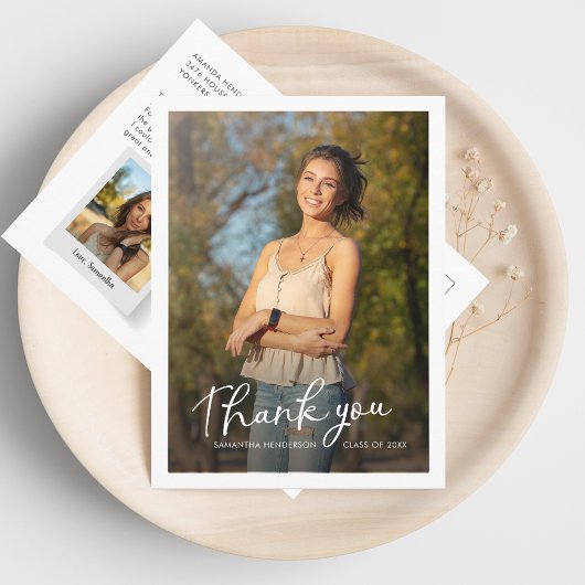 Carte Postale Remerciement de script multi-photo pour la remise 