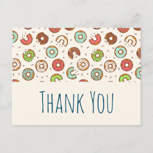 Carte Postale Remerciement de style rétro avec motif de beignets