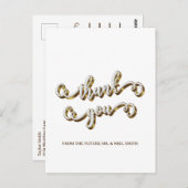 Carte Postale Remerciement de typographie dorée moderne  (Devant / Derrière)