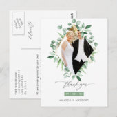 Carte Postale Remerciement de verdure de forêt d'eucalyptus aqua (Devant / Derrière)