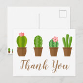 Carte Postale Remerciement d'illustration moderne de cactus vert (Devant / Derrière)