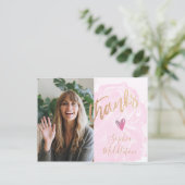 Carte Postale Remerciement Diplôme Moderne Rose Photo Or (Debout devant)