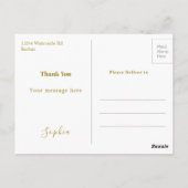 Carte Postale Remerciement Diplôme Moderne Rose Photo Or (Dos)