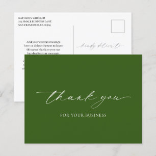 Carte Postale Remerciement Élégant de l'Olive Verte Entreprise M