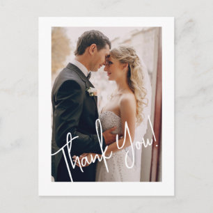Carte Postale Remerciement élégant de photo de mariage