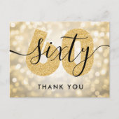 Carte Postale Remerciement élégant moderne or pour 60e anniversa (Devant)