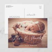 Carte Postale Remerciement élégant pour une baby shower (Devant / Derrière)