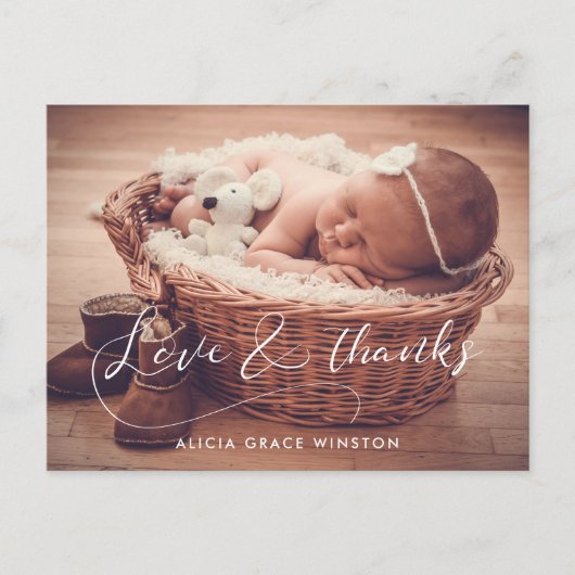 Carte Postale Remerciement élégant pour une baby shower (Devant)